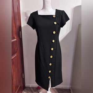 Shelby & Palmer Black Dress with Gold Buttons